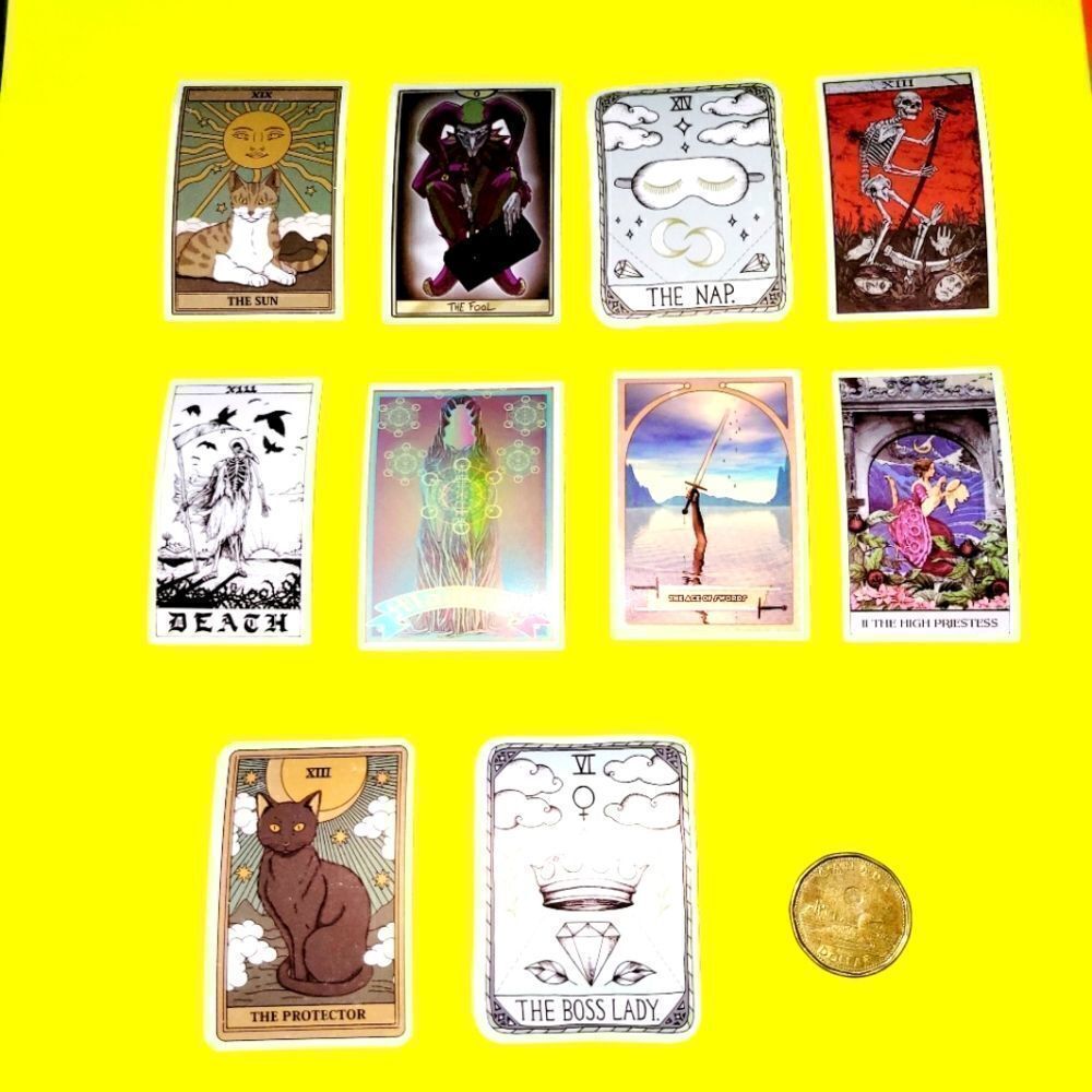 3/$20 10x brand new waterproof funny tarot cards stickers
